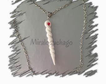 Horn of the Unicorn in polymer clay necklace