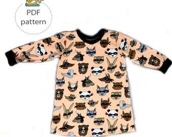 Baby dress pattern, Baby sewing patterns, Girls dress sewing pattern, pdf sewing pattern, long sleeve dress pattern, 3 Months to 6 Years