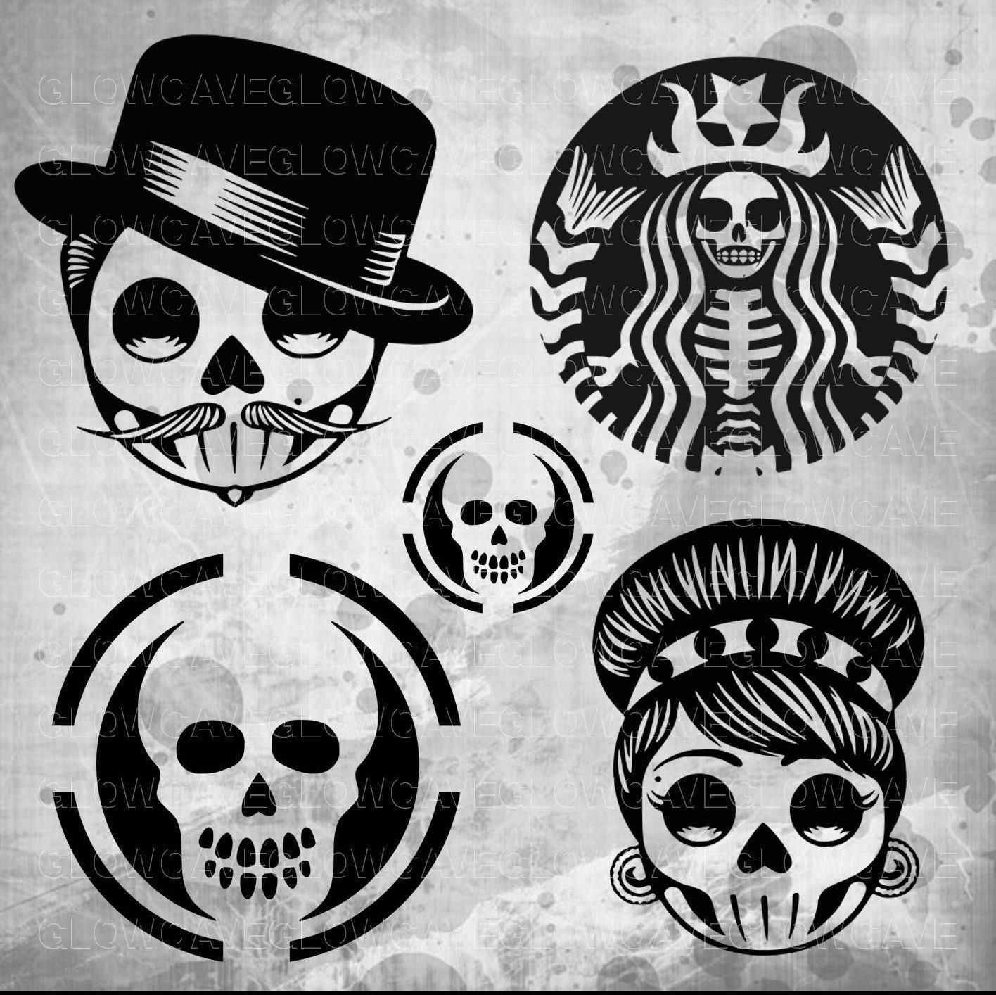 Download Sugar Skull Silhouettes svg file Sugar Skull Clip art Sugar