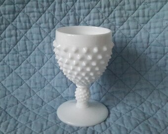 Fenton Milk Glass Hobnail Small Goblet, c.1960