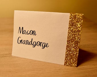 Wedding Place Cards, Wedding Place Cards, Gold Glitter Place Cards, Silver Glitter Place Cards, Glitter Place Cards White Place cards