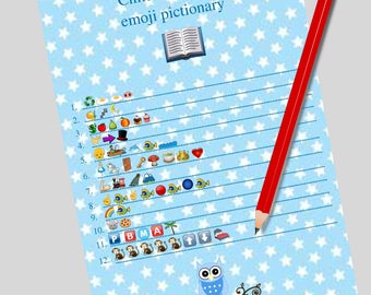 Baby book pictionary Beby emoji game Kids book pictionary Baby book emoji Emoji baby shower Emoji baby game Blue emoji game Fan pictionary