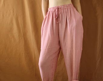 red gingham pants