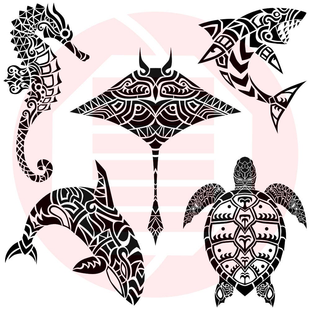 Download Ocean SVG sea marine animals decal Shark Turtle Seahorse Orca