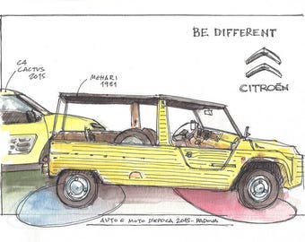 Citroën Mehari - Original watercolor sketch