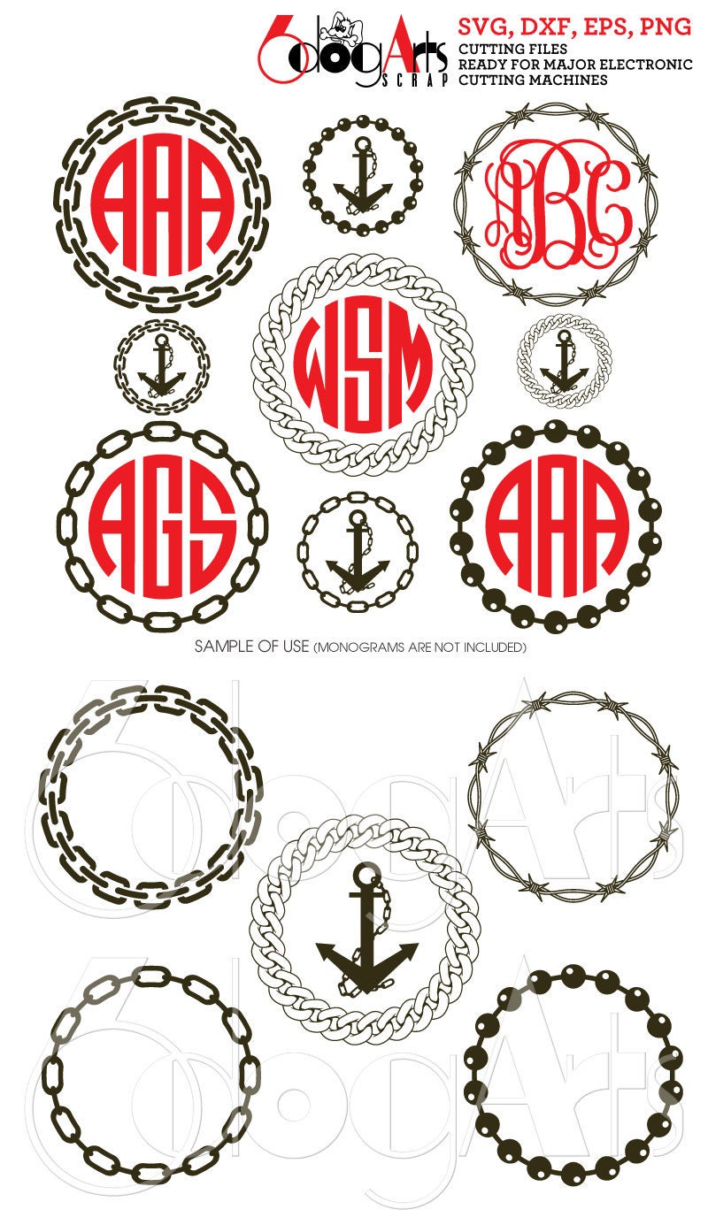 Download Chain Monogram Frames Vector Digital Cut Files Svg Dfx Eps Png