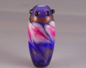 Lampwork Focal Bead in Blue and Pink