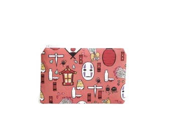 Spirited Away Wallet / Studio Ghibli Doodles Zipper Pouch / Camera Bag in No Face Sen Haku