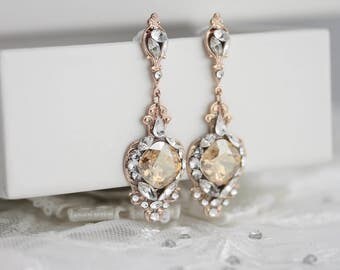 Crystal Wedding Earrings Rose Gold Vintage Bridal Earrings Swarovski Crystal Chandelier Earrings Wedding Jewelry ESTELLA CRYSTAL EARRINGS