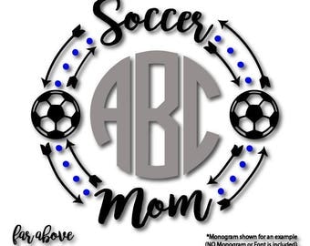 Soccer Mom Monogram Wreath with Soccer Balls (monogram NOT included) SVG, EPS, dxf, png, jpg digital cut file for Silhouette or Cricut Mama