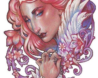 Modern Cross Stitch Kit, 'Morning Star', Medusa Dollmaker Art, Counted Sewing Kit, Point De Croix, Licensed Cross Stitch Pattern, DMC Thread