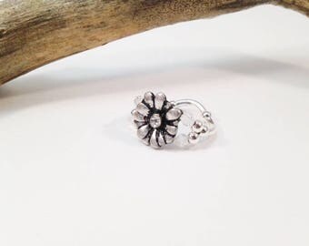 Silver and Crystal Stretch Ring, Birthstone Jewelry, Swarovski Crystals, Stretch Band Ring, Elastic Ring, Silver Crystal Flower Ring
