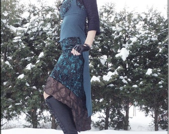 Vest - Steampunk - Burning Man - Tailcoat Under Bust Vest - Bohemian - Playa Wear - Gypsy - Teal Blue - Dandy Fashion - Size Medium