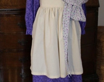SALE!!!! Purple Simple Pioneer Dress with Half Apron and Bonnet Size 4/5 Ready to Ship