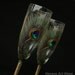 Wedding Set Peacock Feathers Wedding Toasting Champagne Flutes, Hand Painted,set of 2