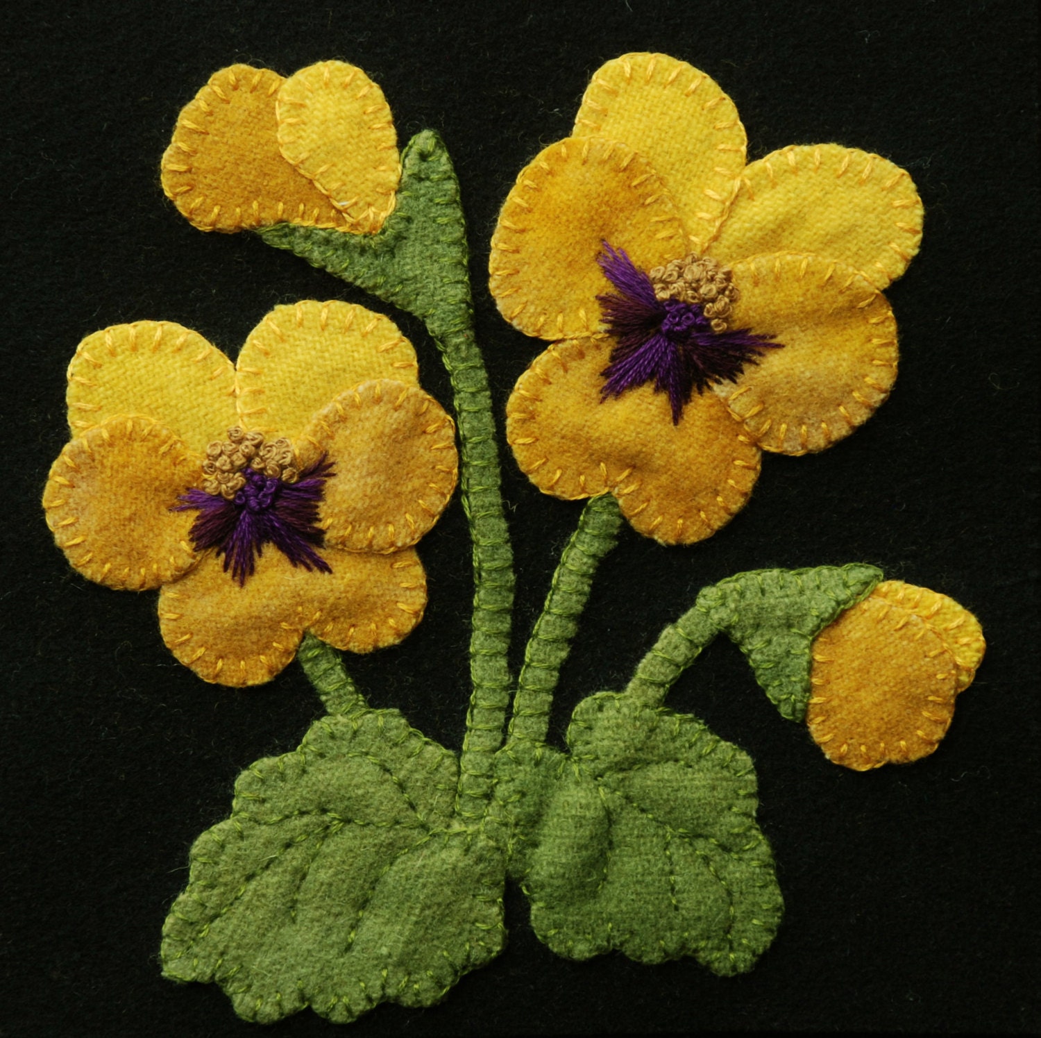 wool-applique-bom-pattern-or-kit-yellow-pansies