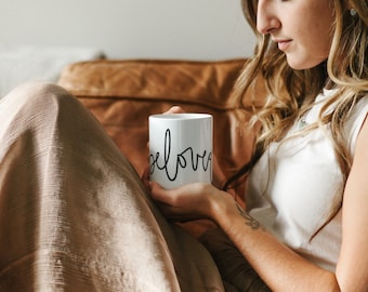 Cute mug, Coffee Mug, Lettered Mug, Christian Mug, Beloved, Mom gift, Girlfriend gift, Quote Mug, birthday gift, gift for her,