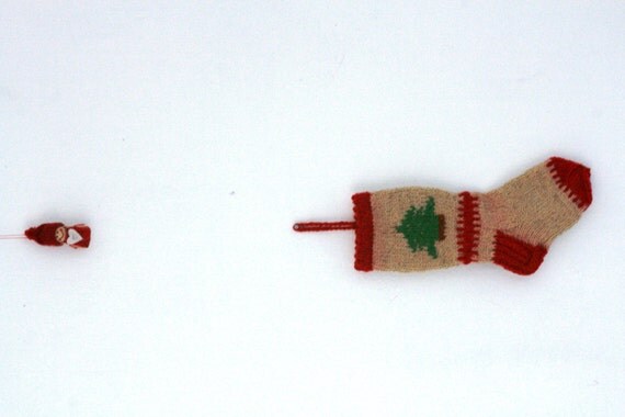 Items similar to Knitted Christmas  Stocking 100 Wool 