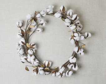 Cotton Wreath, Home Decor, Farmhouse Wreath, Fall Wreath, Christmas Wreath, Cotton, Artificial Cotton Wreath, Rustic Wreath, Door Wreath