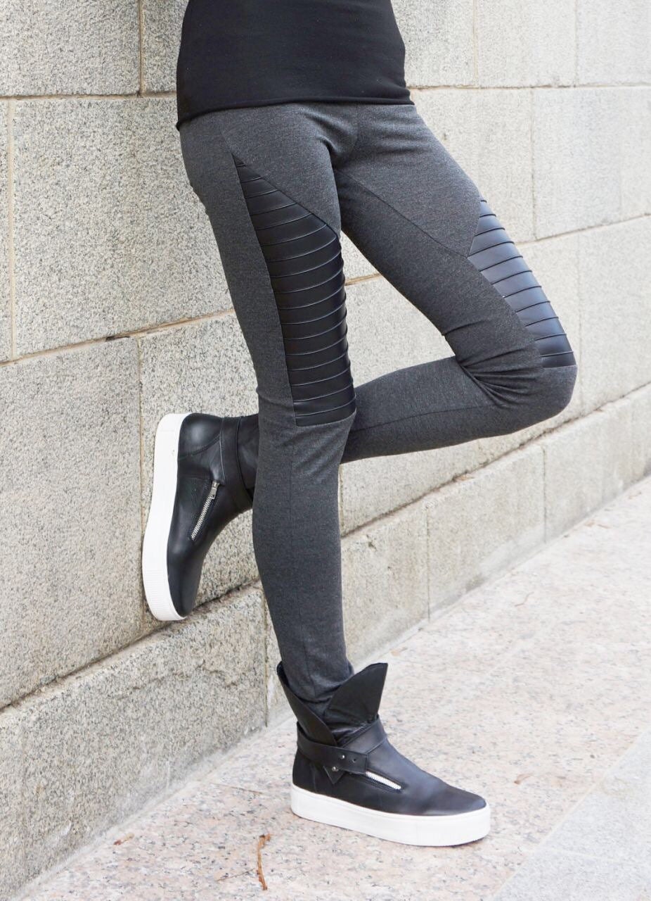 NEW COLLECTION Grey Extra Long Leggings / Genuine Black
