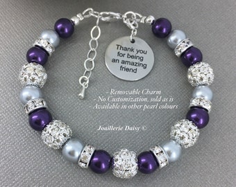 Thank you for being an amazing friend Bracelet, Pearl Jewelry, Pearl Bracelet, Gift for Best Friend, Best Friend Bracelet, Charm Bracelet