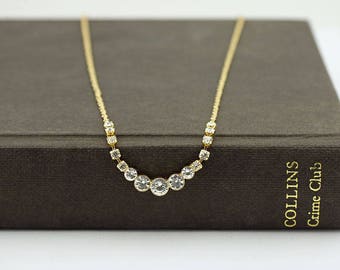 Vintage gold rhinestone necklace