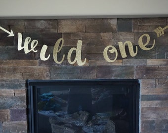 Wild One Banner, wild one with arrows, Glitter Gold Banner, Wild One Birthday, Wild Rumpus, glitter wild one, first birthday, wild