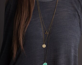 SOUTHWEST Layered Necklace Set / Bohemian Turquoise Necklace with Personalized Necklace / Long Necklace Boho Jewelry / Bohemian Fringe