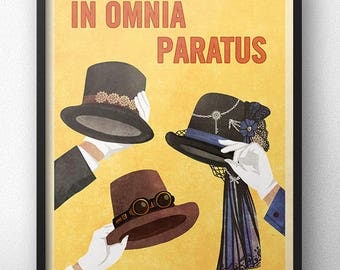 In Omnia Paratus Steampunk Hats Poster - Vintage Retro Style - Inspired by Gilmore Girls