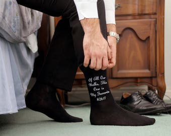 Father of the Bride Socks - Of All Our Walks this One is My Favorite Custom Printed Wedding Socks - Personalized With Wedding Date