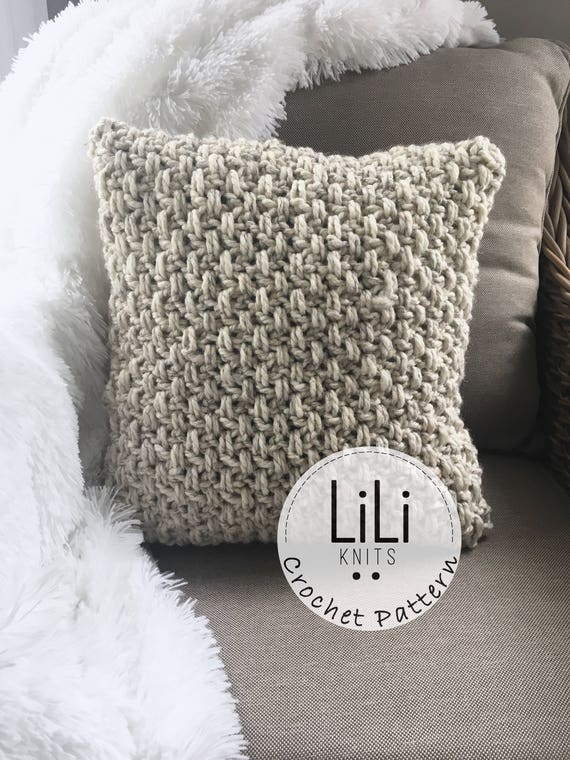 Pattern LiLiKnits Chunky Textured Crochet Pillow Cover