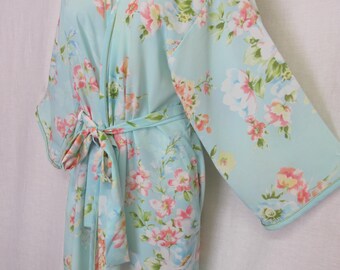 Oscar de la Renta Robe Blue Chiffon Robe Full length Robe