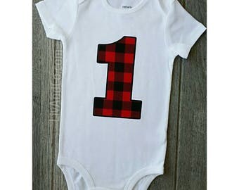 Lumberjack First Birthday Boy First Birthday Shirt, Boy Birthday Shirt, Birthday Outfit Boy, First Birthday Boy, Buffalo Plaid, ©Liv & Co.™