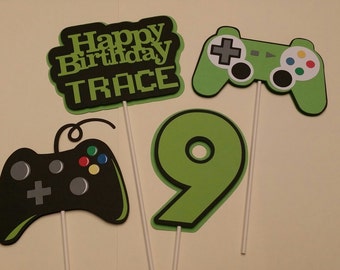 Gamer Birthday Party - Birthday Party Centerpiece Sticks - Video Game Party Centerpiece Sticks - Party Decoration Sticks Set of 4