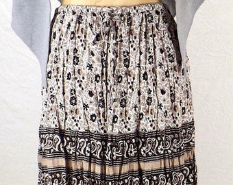 Ethnic Print Boho Crinkled Broomstick Ranika Long Skirt