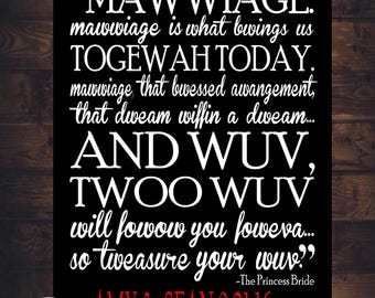 Princess Bride Movie Quote Mawwiage Art Print Personalized Canvas