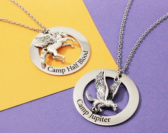 Camp Half Blood & Camp Jupiter Necklace, Camp Jupiter SPQR, Campus Metal Tag, Geekery, Poseidon Trident, Fandom Jewelry, Poseidon Trident