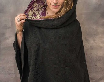 MANDALA JEDI PONCHO Woolen Warm Flower of LIfe Hippy Pixie Psytrance Wear