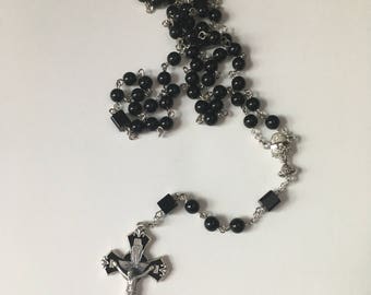 Boys Black Catholic First Communion Rosary