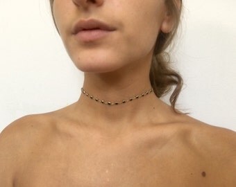 DAPHNE Black Beaded Choker, Bead Choker, Delicate Choker, Beaded Chain Choker, Dainty Choker, Dainty Necklace, Elegant Choker, Layered