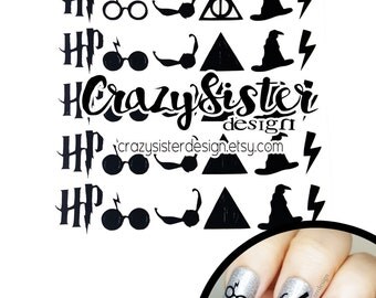 Adult Nail decal, Nail vinyl, Nail sticker, 2 Sheets of HP inspired nail decal/sticker