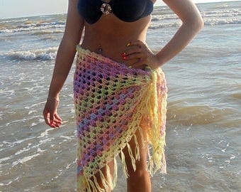 rainbow scarf spring accessory shawl wrap crochet shawl/for/women gifts/for/wife pastel clothing knit scarf shoulder wrap/wrap/gift/mom ї14
