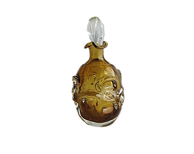 Vintage Amber Art Glass "Thumbprint" Decanter ASEDA GLASBRUK by Bo Bergstom - Made in Sweden Hand Crafted Vintage Decanter