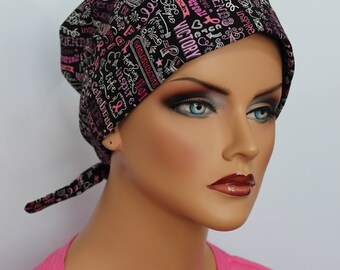 Sandra Scarf, A Women’s Surgical Scrub Cap, Cancer Headwear, Chemo Head Scarf, Alopecia Hat, Head Wrap, Head Cover, Breast Cancer Chalkboard