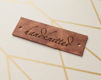 Knitting leather labels, care labels, personalized real leather labels, custom labels for knitted products, custom label tags, set of 25