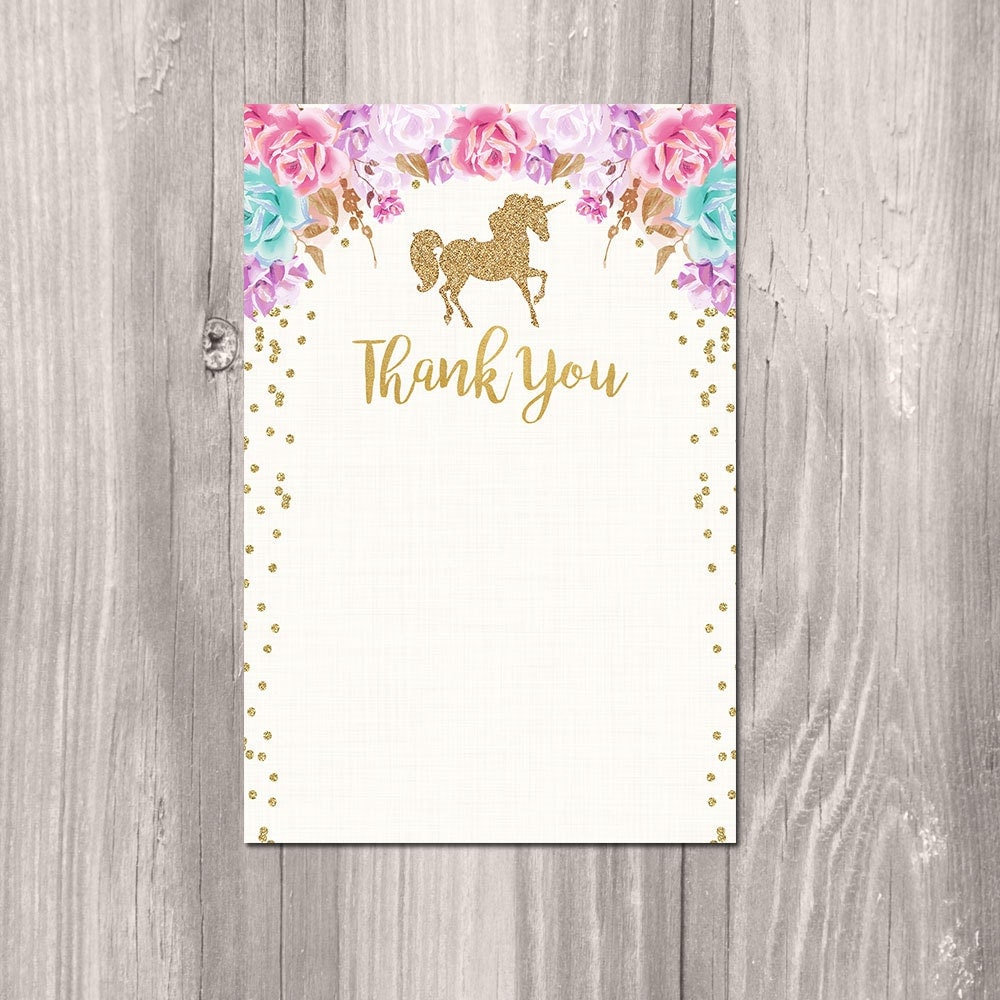 unicorn thank you card instant download unicorn thank you