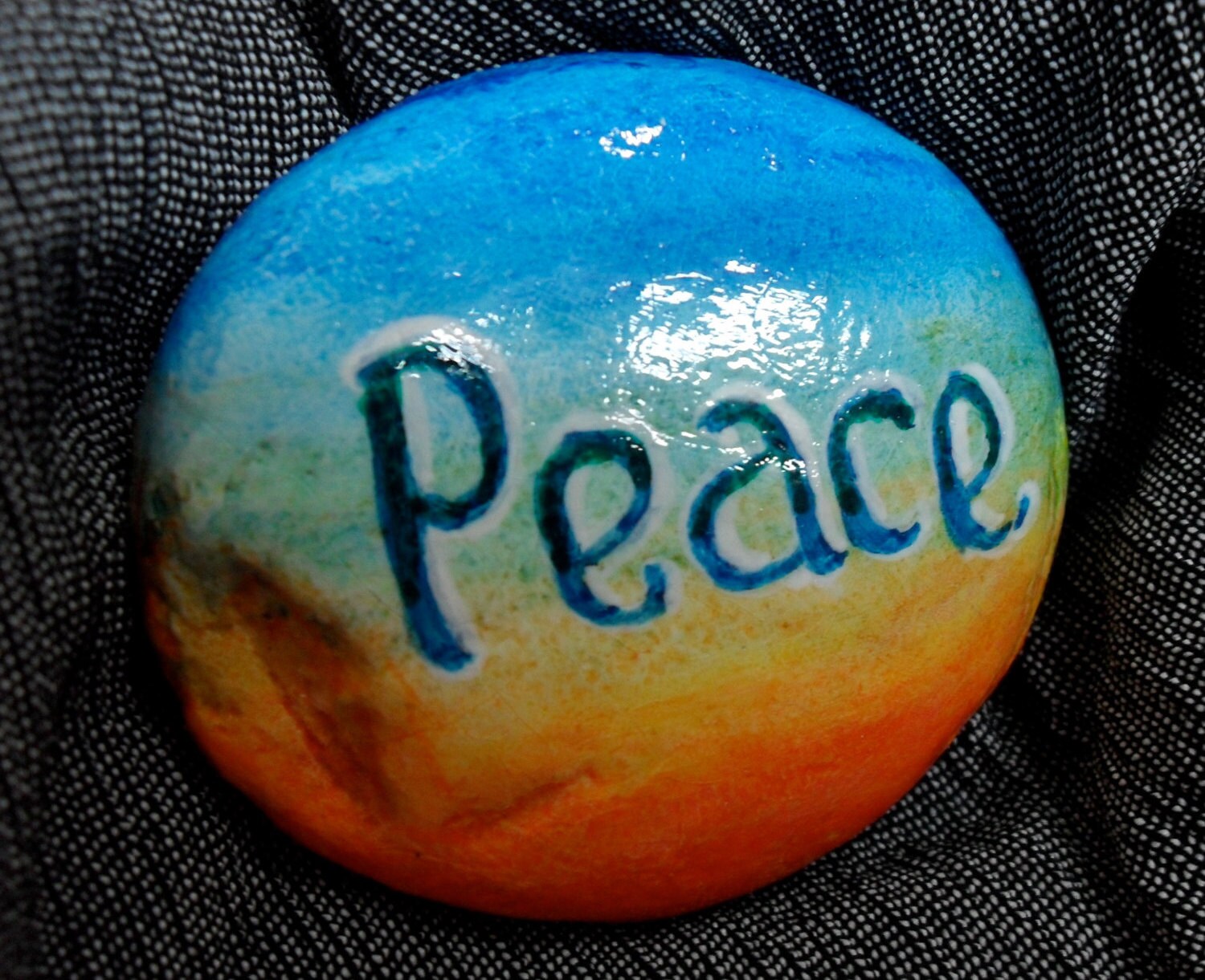 Hand Painted Rock Peace Message by KarensFineCrafts on Etsy