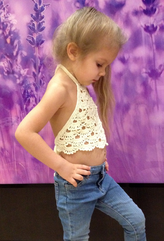 Crocheted Toddler Crop Top/ Baby crochet top/ Girl crop top/