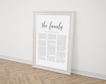 LDS Family Proclamation | The Family A Proclamation To The World | Comes in 8x10, 11x14 and 16x20 Printable | Minimalist | Instant Download