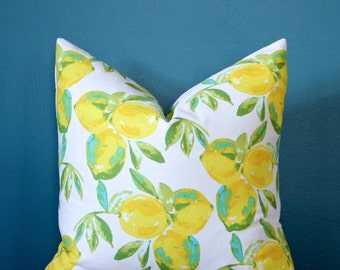 Lemon Pillow Cover - Yellow Pillow Cover - Yellow Decor - Spring Decor - Citrus Pillow Cover - Botanical Pillow Cover - Lemon Decor
